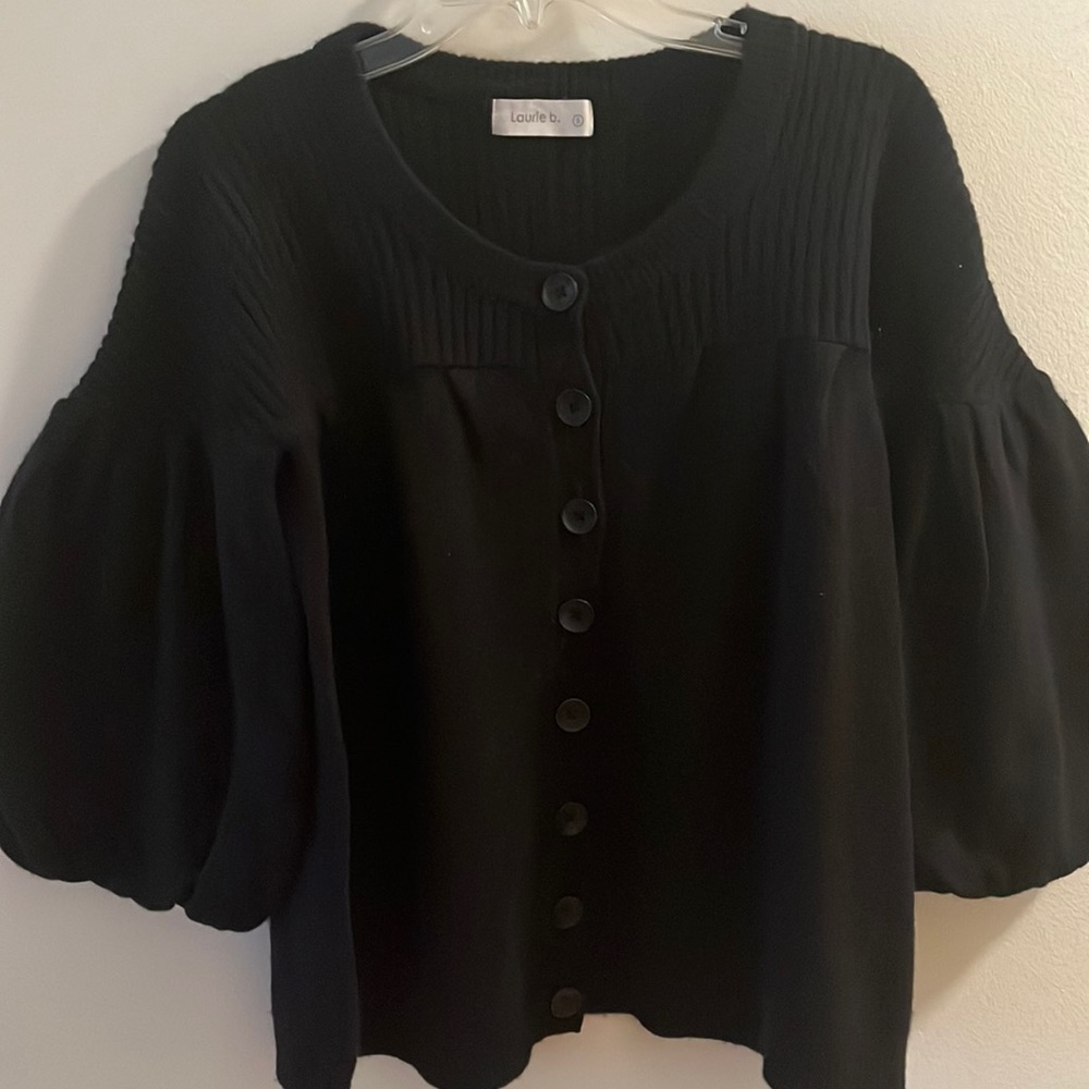 LAURIE B Short Sweater Cardigan with Puff Sleeve Size S